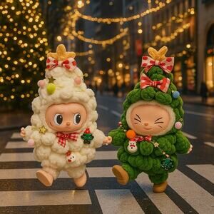 GREEN Christmas tree Costume for Labubu